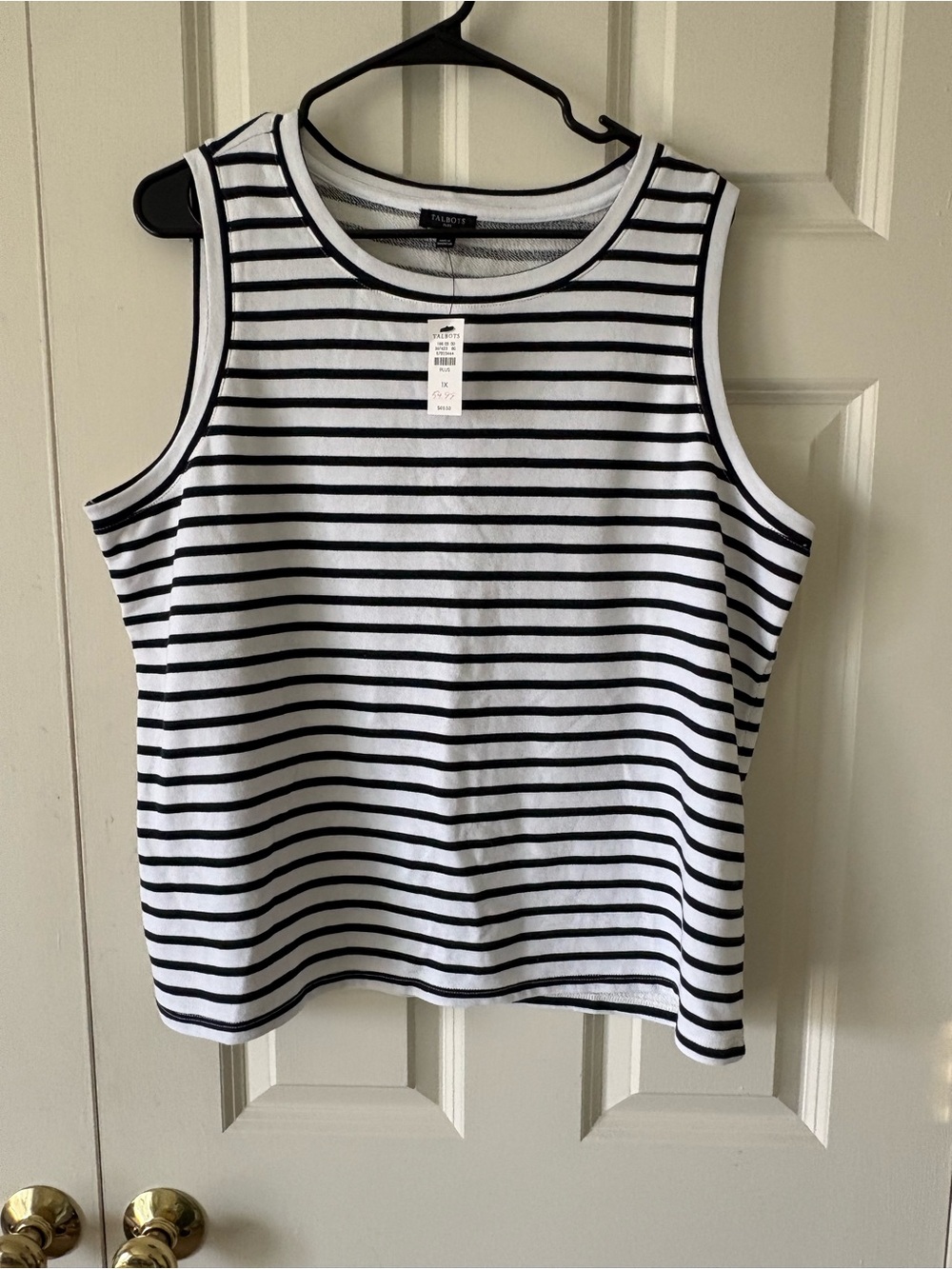 Talbots Black & White Striped Sleeveless Tank
